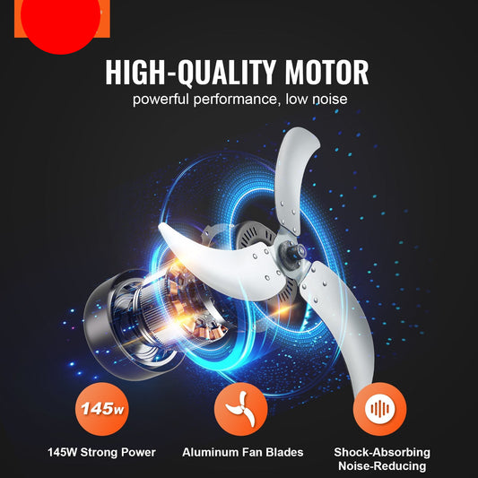 145W high-efficiency copper motor designed for low-noise industrial performance and long-term durability