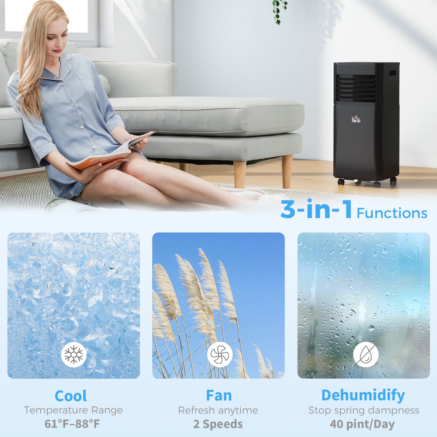 3-in-1 portable air conditioner cooling fan and dehumidifier black – Ozon Air Pro