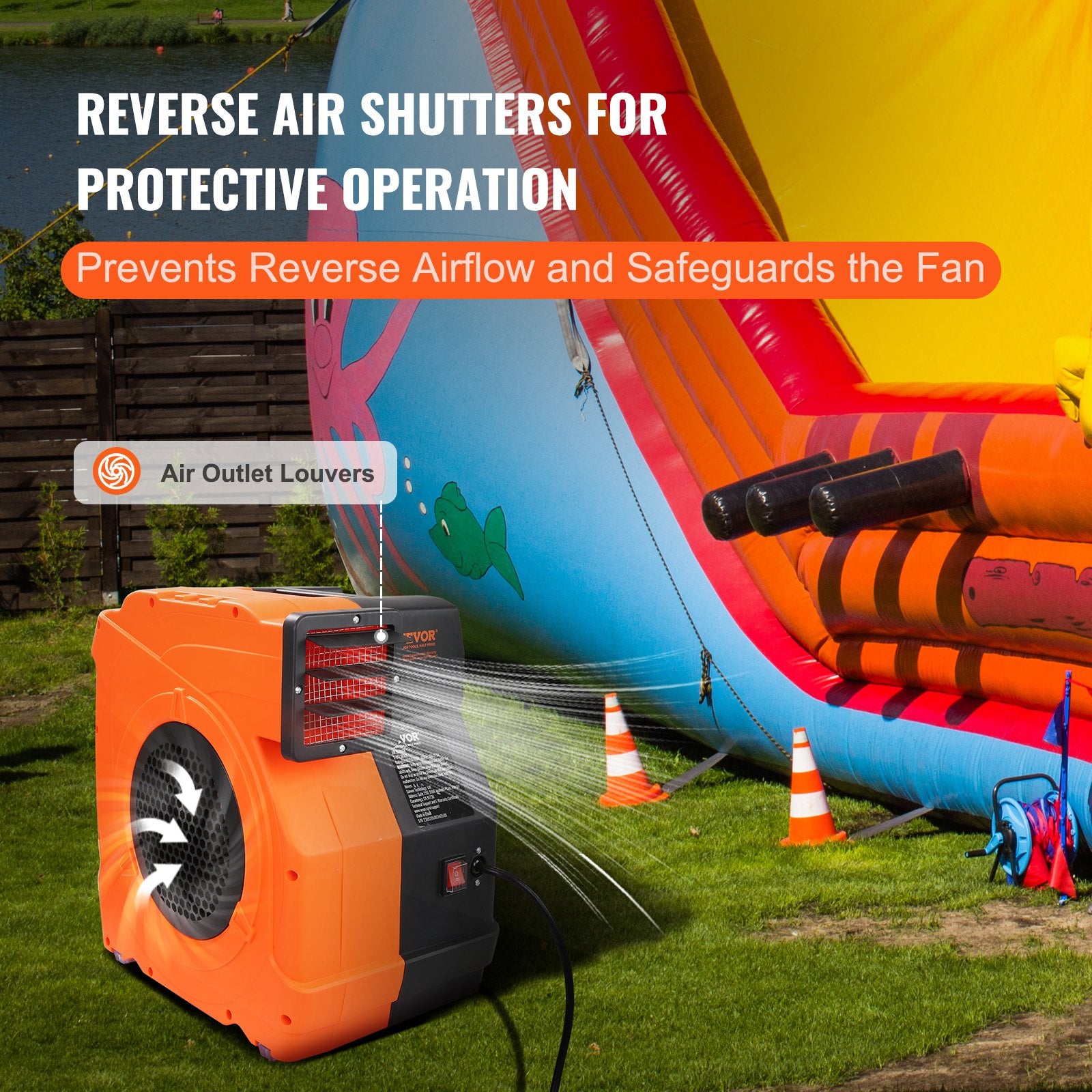 OzonAir Pro 1500W | Commercial Inflatable Blower - 2.1 HP Bounce House Pump | 1 HP - Professional Detail 4