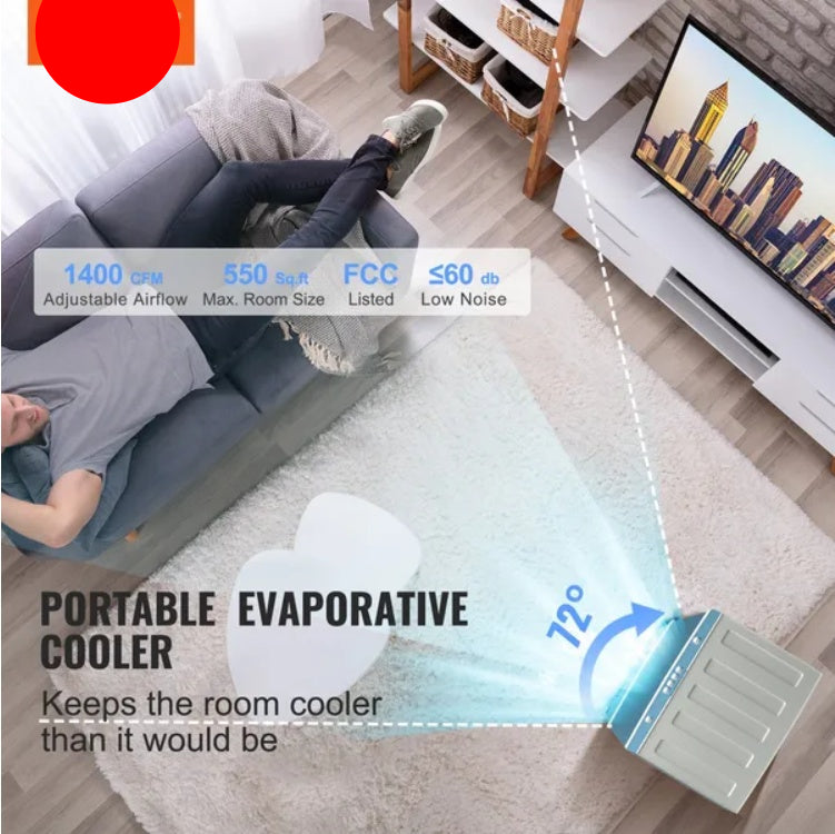 OzonAir Pro 1400 | Portable Evaporative Cooler with 5 Gal Tank & Hose Connection - Professional Detail 7
