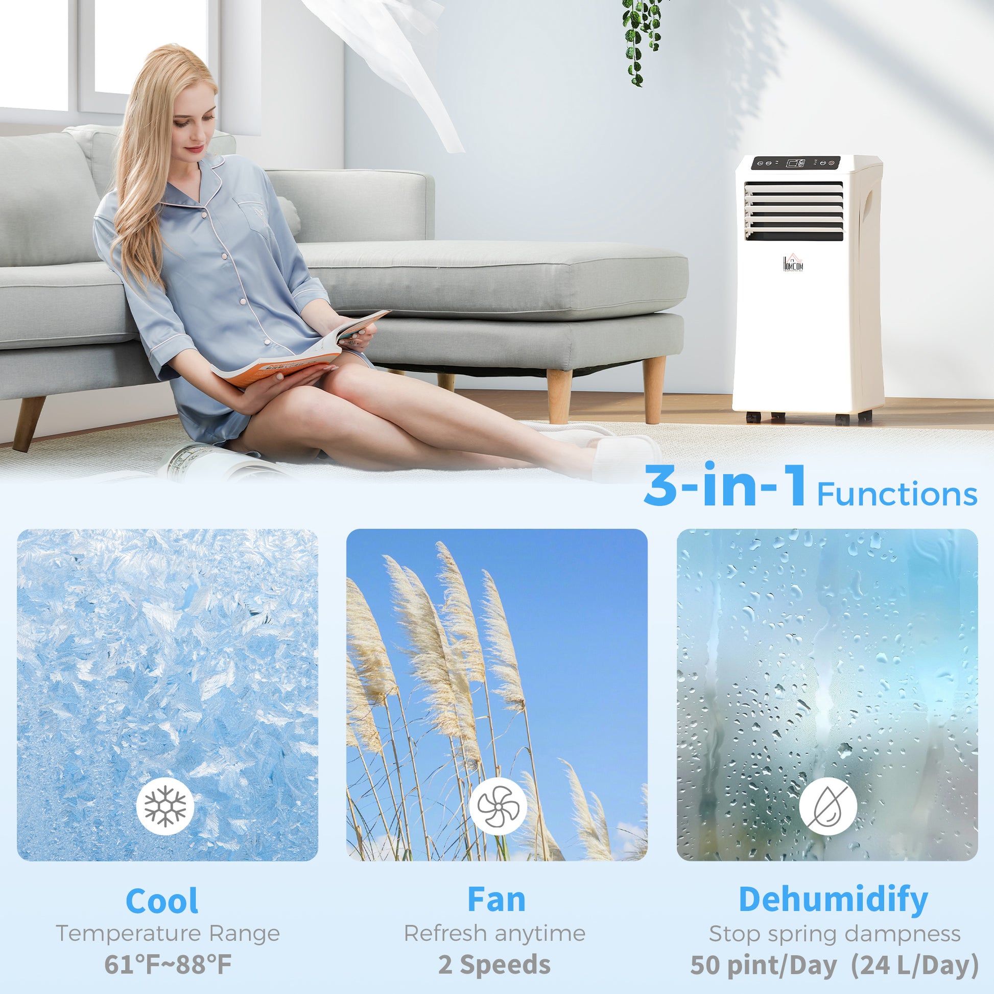 3-in-1 portable air conditioner cooling fan and dehumidifier white – Ozon Air Pro