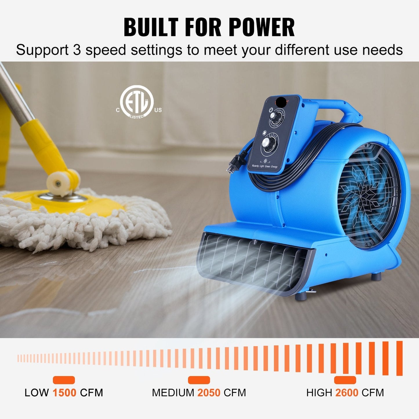 OzonAir Pro 2600 industrial grade floor dryer airflow demonstration 115V 60Hz