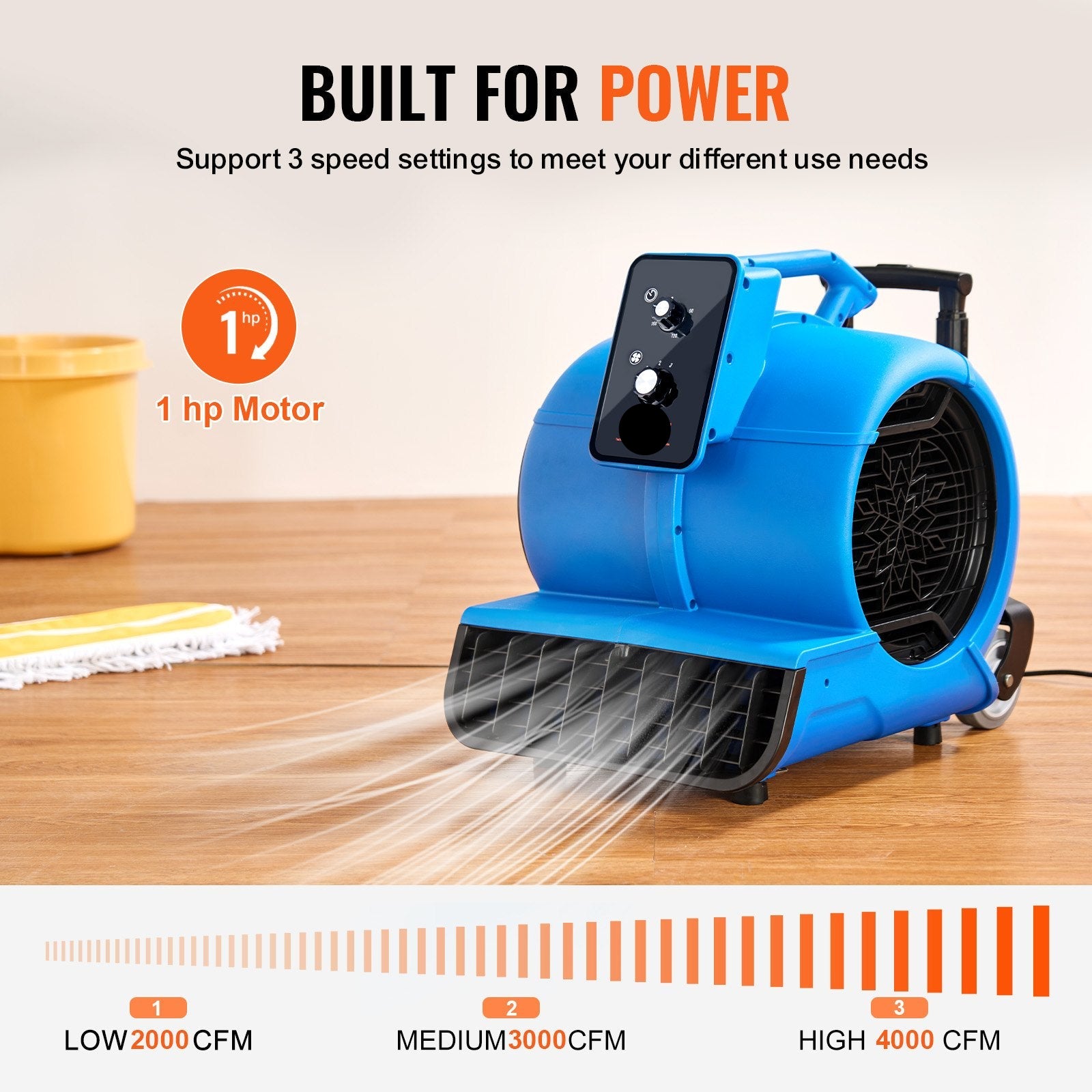 OzonAir Pro 4000 massive 4000 CFM airflow capacity with high-torque 1 HP industrial motor