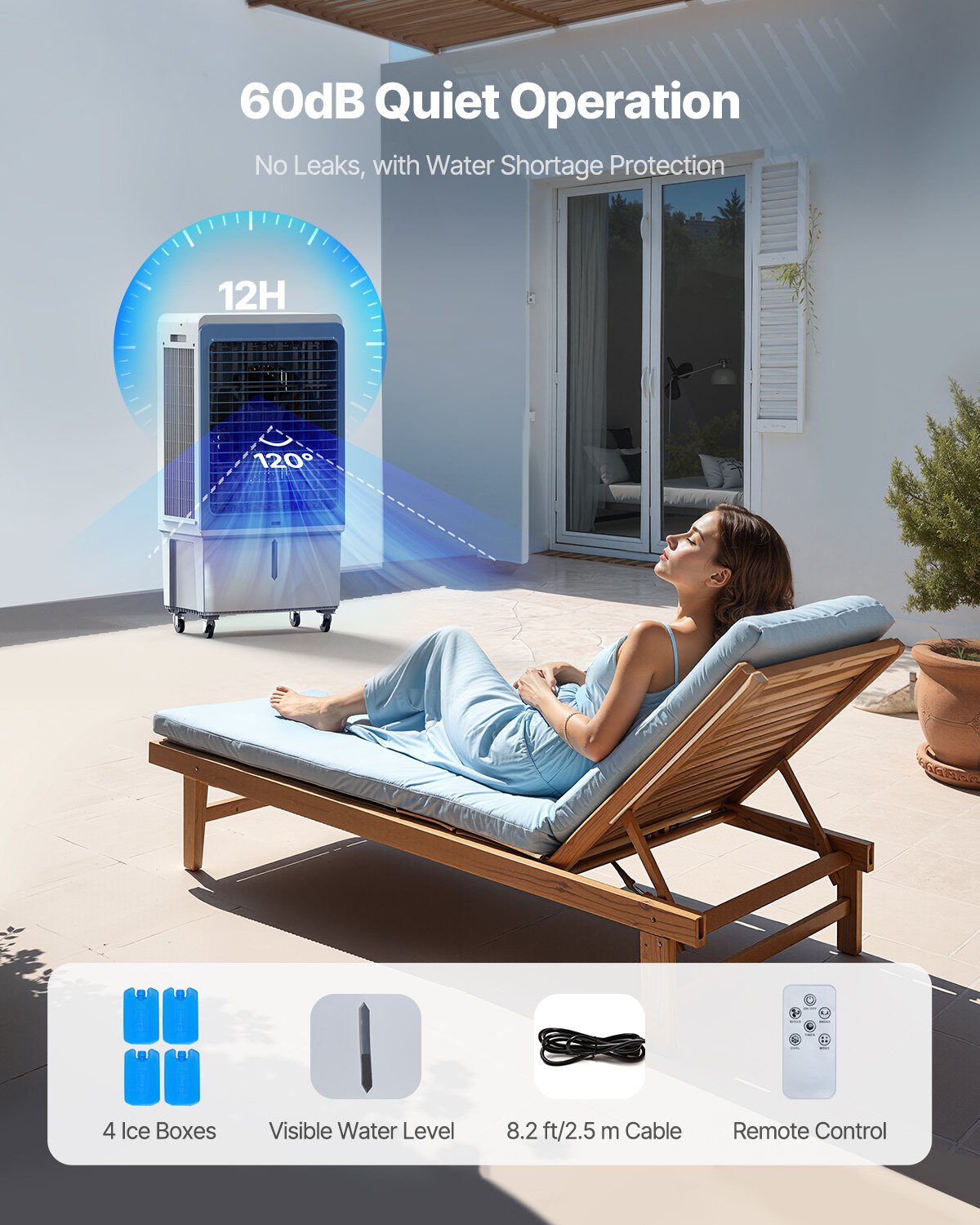 OzonAir Pro 4129 | 46" Tower Evaporative Cooler with 12.7 Gal Tank & Remote | 46" - Professional Detail 8
