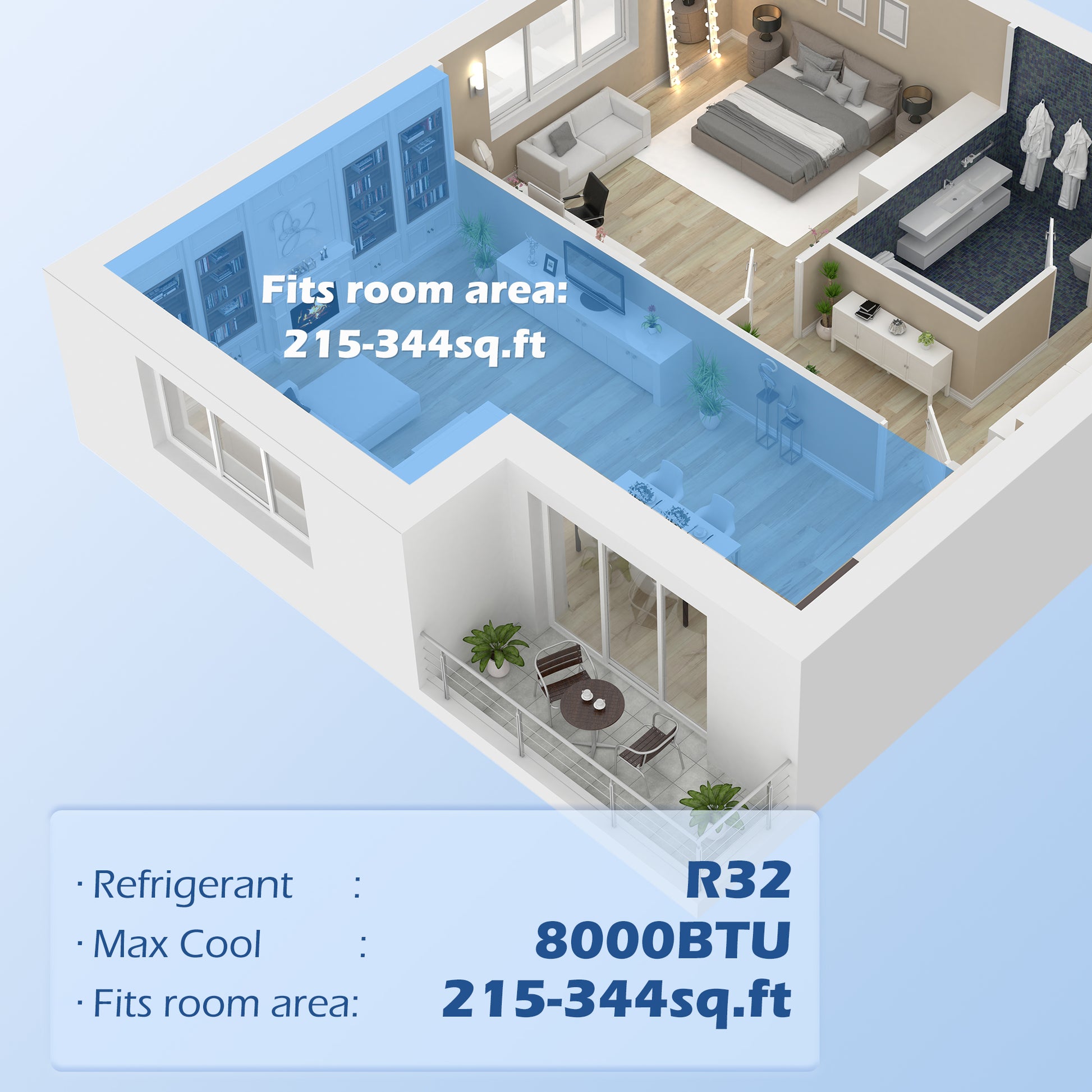 Portable air conditioner coverage area 344 sq ft – Ozon Air Pro