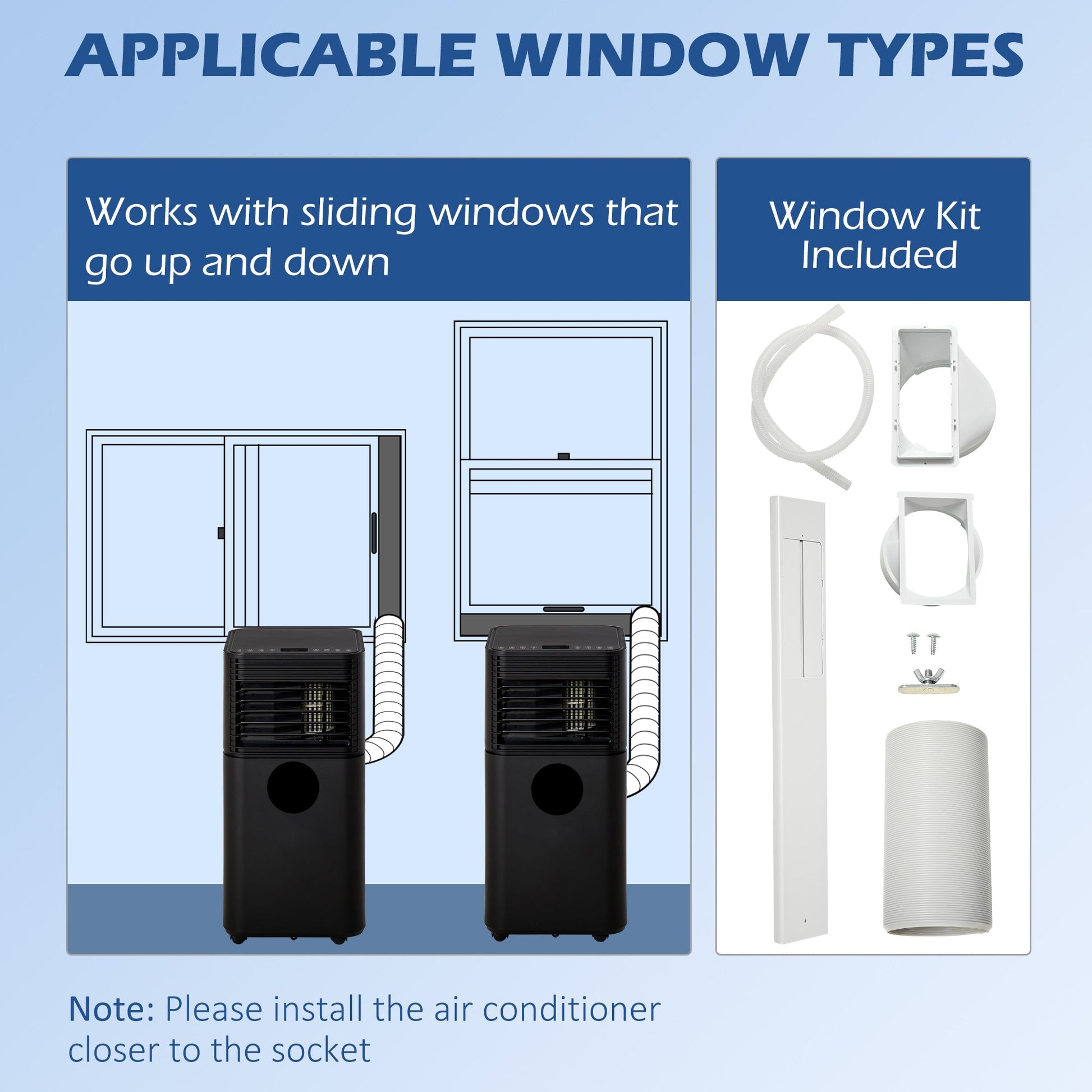 Portable air conditioner components and dimensions diagram – Ozon Air Pro