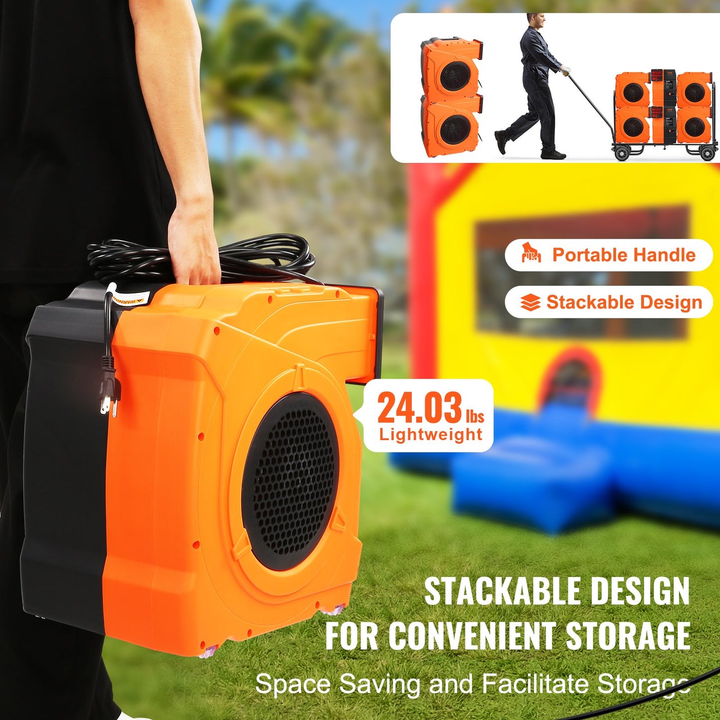 OzonAir Pro 1100W | Commercial Inflatable Blower - 1.5 HP Bounce House Pump | 5 HP - Professional Detail 2