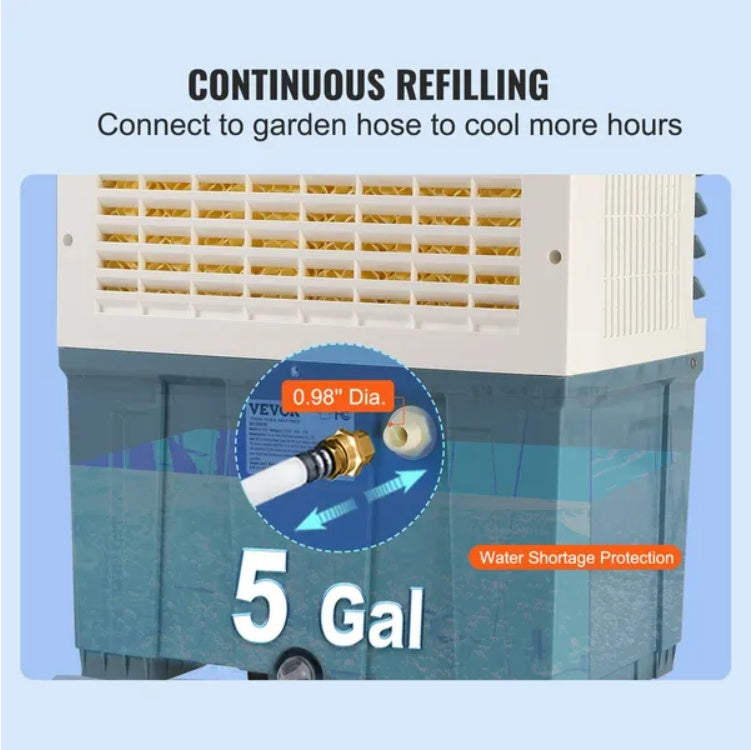 OzonAir Pro 1400 | Portable Evaporative Cooler with 5 Gal Tank & Hose Connection - Professional Detail 8