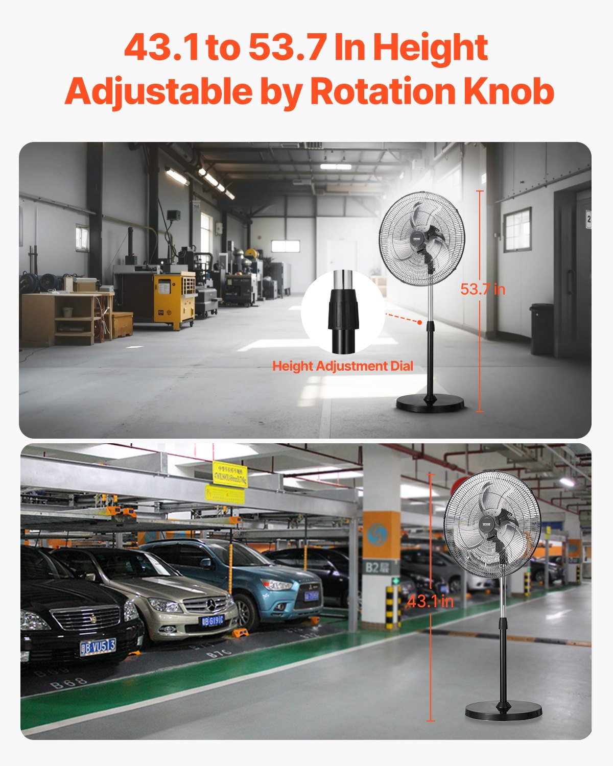 Adjustable rotation knob for precise tilt and directional airflow control
