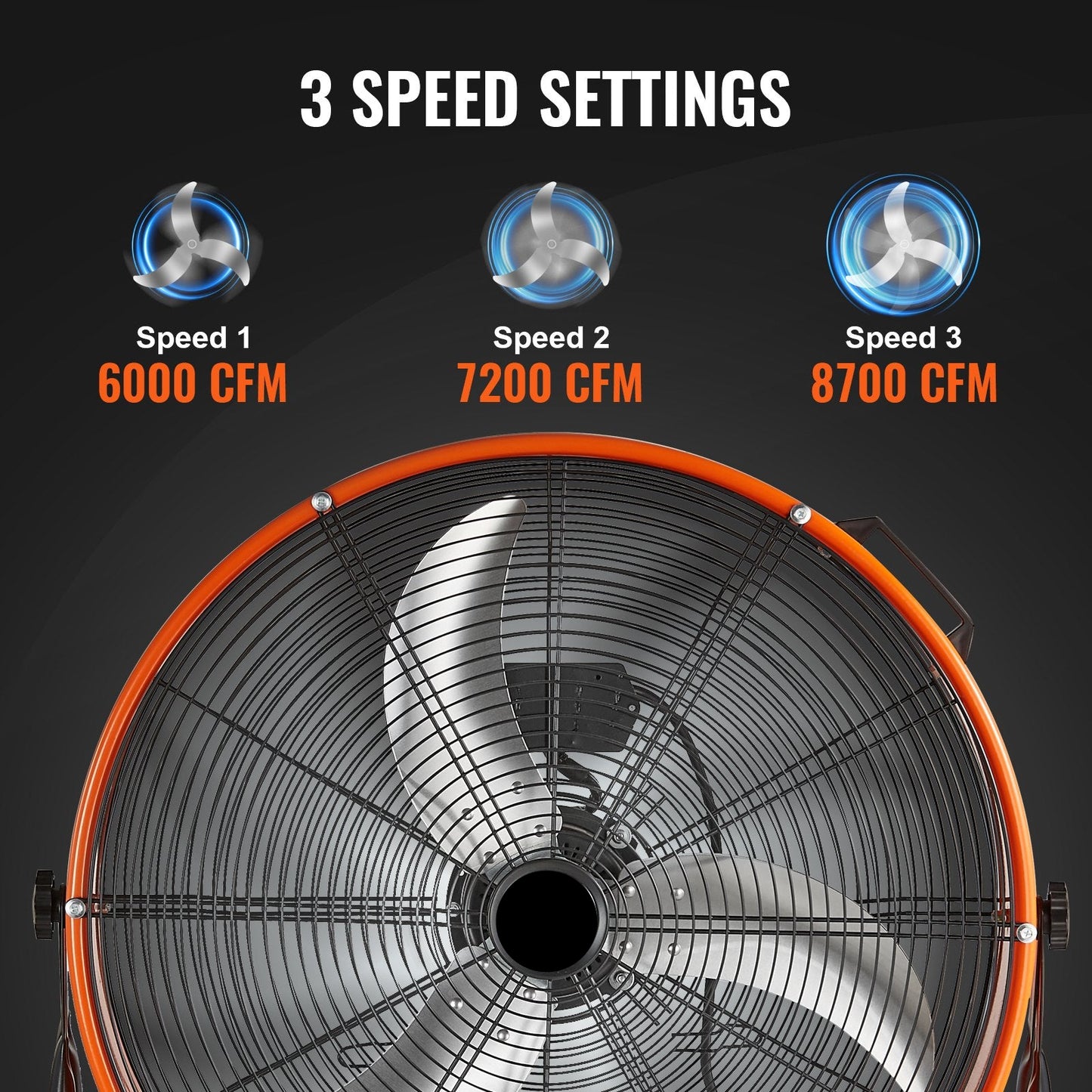 Manual 3-speed control switch on OzonAir Pro 6000 industrial fan for adjustable cooling levels