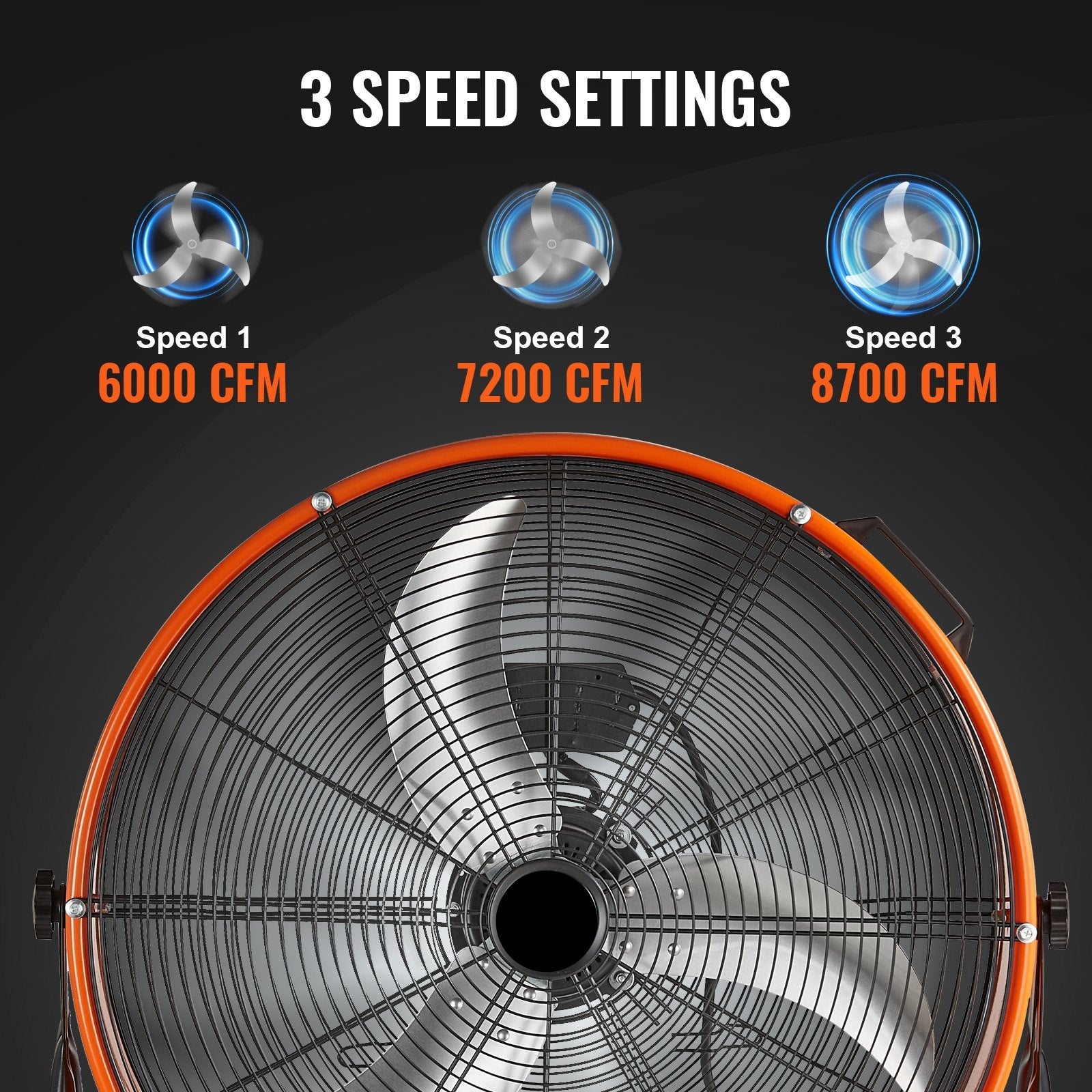 Manual 3-speed control switch on OzonAir Pro 6000 industrial fan for adjustable cooling levels
