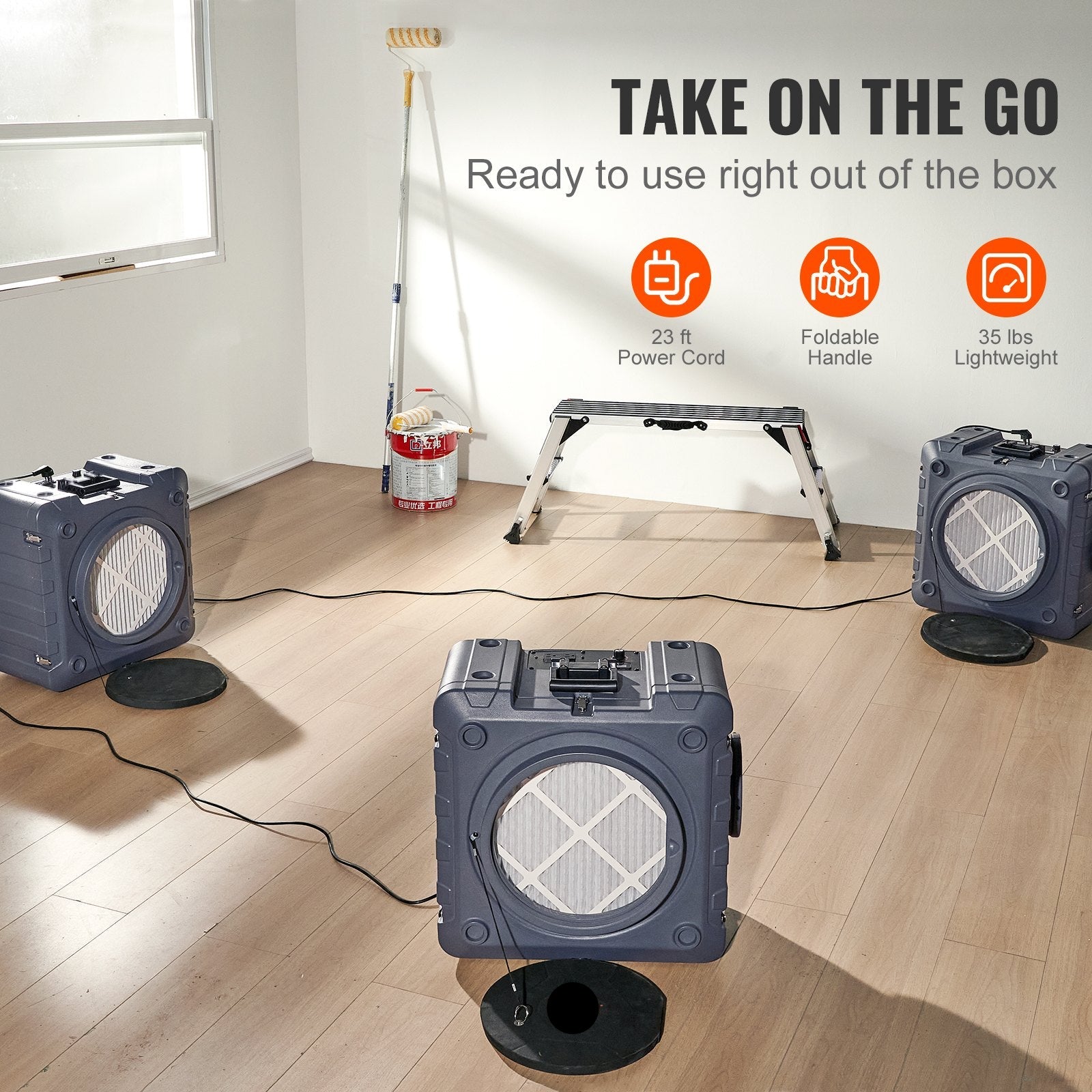 Stackable design of the Ozon Air Pro 550 for easy transport and space-saving storage.